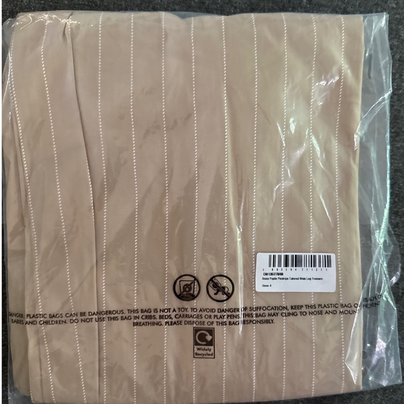 PLT Stone Poplin pinstripe wide leg pant trouser US 2 NWT brown tan - Picture 9 of 9